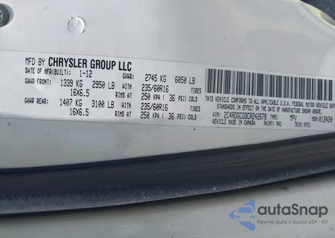 2012 Dodge Grand Caravan Sxt from USA, damaged, VIN 2C4RDGCG9CR242678